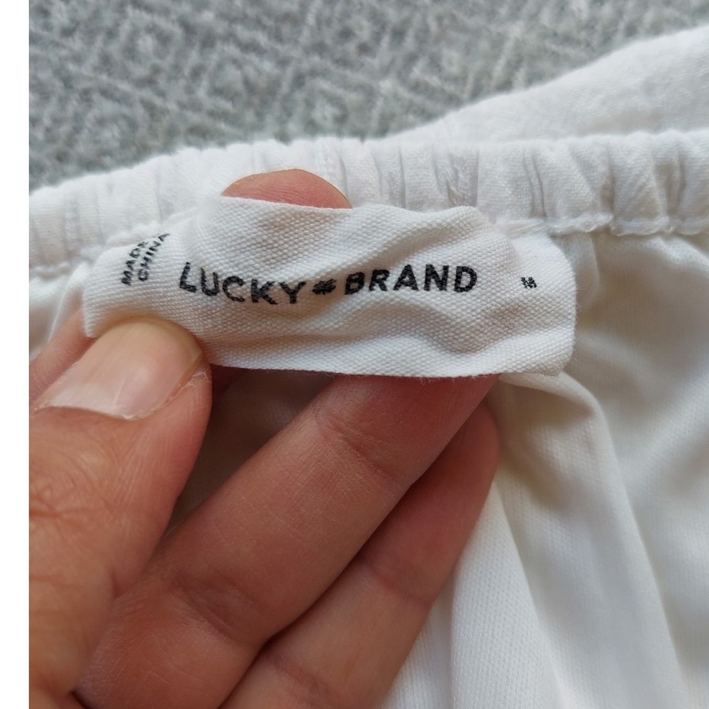 Lucky Brand Dress Womens Medium White YS4W52509R Maxi Tiered Cotton Smocked Back - Picture 2 of 6